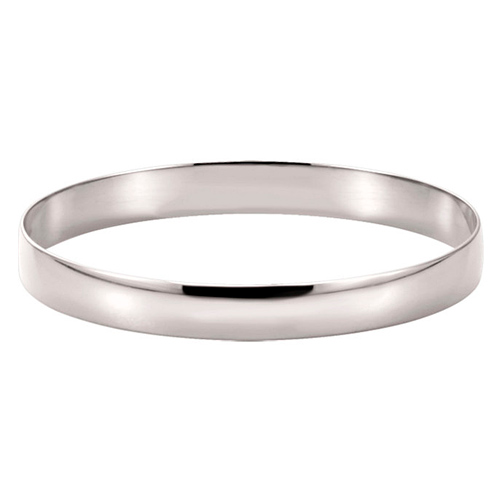 14kt White Gold 8mm Half Round Bangle Bracelet