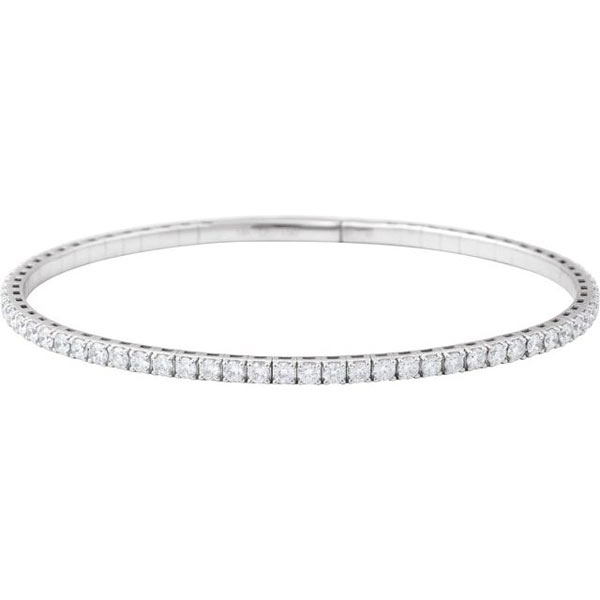 14k White Gold 3 ct tw Lab-Grow Diamond Flexible Bangle Bracelet