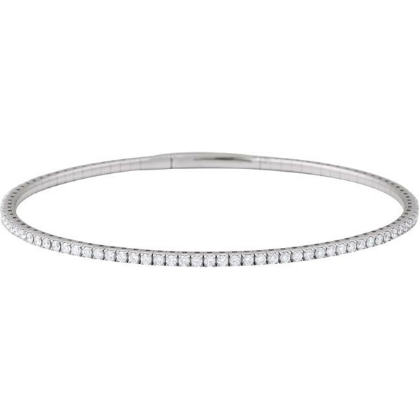 14k White Gold 1.5 ct tw Lab-Grow Diamond Flexible Bangle Bracelet