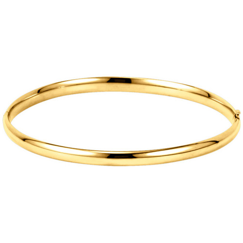 14kt Yellow Gold 4mm Hinged Bangle Bracelet JJBRC180Y | Joy Jewelers