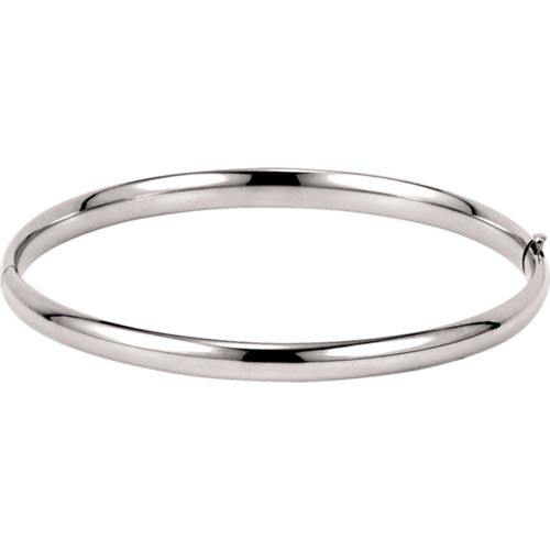 14k White Gold 7in Hinged Bangle Bracelet 4.75mm