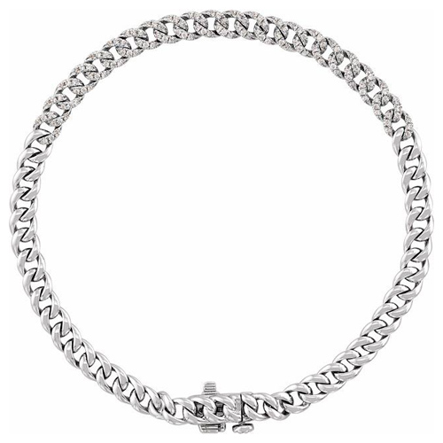 14k White Gold Ladies' 0.50 ct tw Diamond Curb Link Bracelet