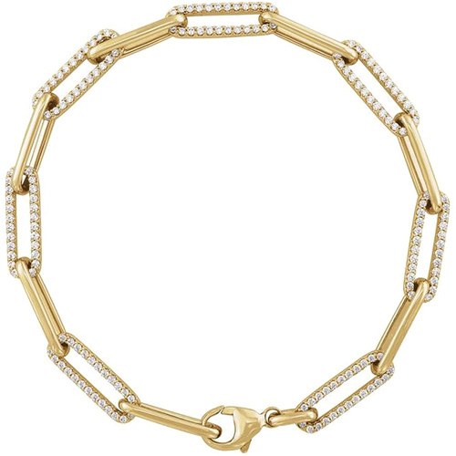 14k Yellow Gold 1 ct tw Diamond Chain Link Bracelet 