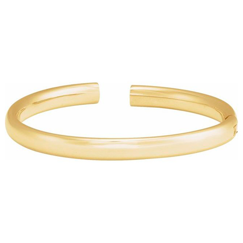 14k Yellow Gold 6mm Hinged Cuff Bangle Bracelet