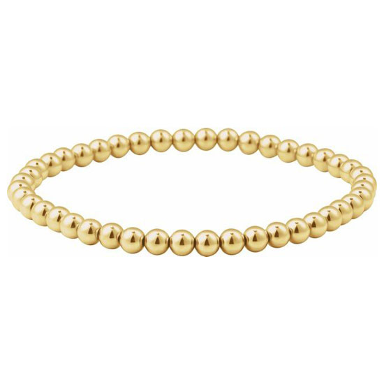 14k Yellow Gold-Filled Elastic Bead Bracelet 4mm