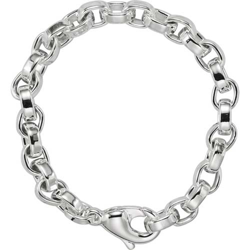 Sterling Silver 7in Flat Cable Chain Bracelet 6.75mm JJCH354_7SS