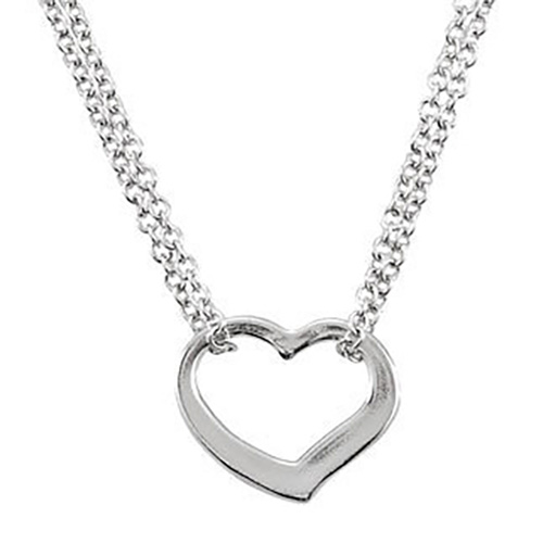 Sterling Silver Heart 16in Necklace JJNCK191 | Joy Jewelers