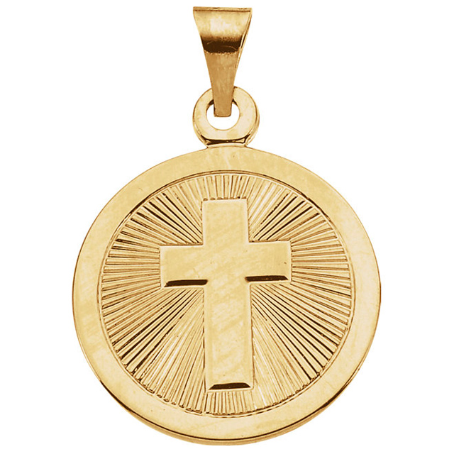 14k Yellow Gold Small Confirmation Cross Medal JJR16451 | Joy Jewelers
