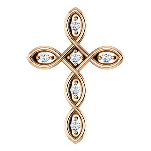 14kt Rose Gold 1/10 ct Diamond Accented Cross