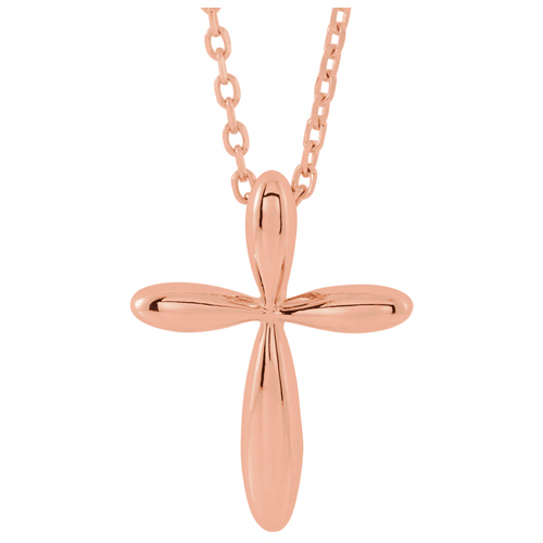 14k Rose Gold Small Tapered Cross Necklace