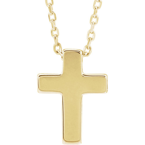 14k Yellow Gold Petite Smooth Cross Necklace JJR45397Y | Joy Jewelers