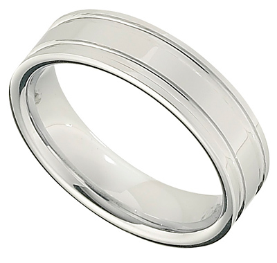 6.3mm White Tungsten Ring with Grooves