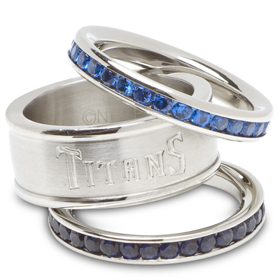 Tennessee Titans Team Logo Crystal Stacked Ring Set