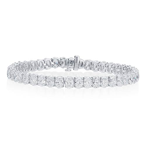 14k White Gold 14.5 ct tw Lab Grown Oval Diamond Tennis Bracelet