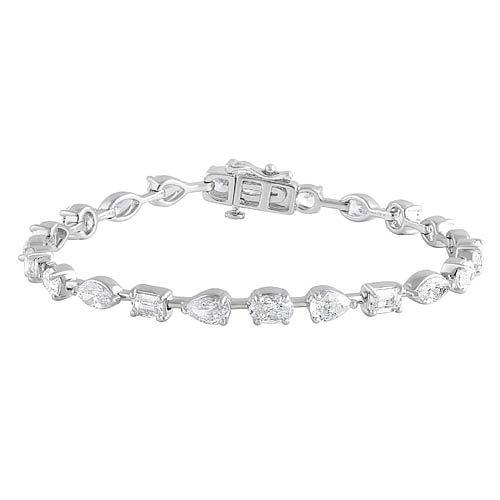 14k White Gold 9 ct Multi-cut Lab Grown Diamond Tennis Bracelet