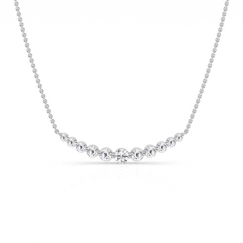 14k White Gold 1 ct tw Lab Grown Diamond Smile Necklace