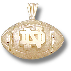 10kt Yellow Gold 1/2in Notre Dame Football Pendant