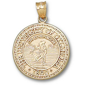 10kt Yellow Gold 3/4in University of Oklahoma Seal Pendant