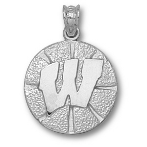 Wisconsin Badgers 5/8in Sterling Silver Basketball Pendant