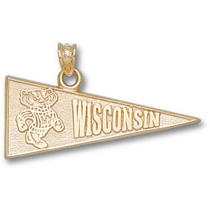 Wisconsin Badgers 1/2in 10k Pennant Pendant