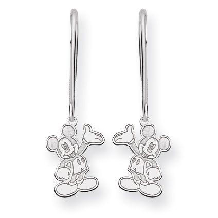 14k White Gold Waving Mickey Wire Earrings