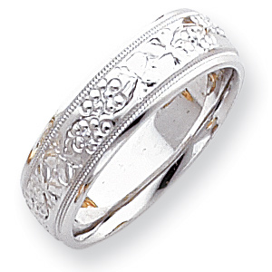 7mm Design-Etched Band - 14k White Gold