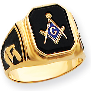 Octagonal Blue Lodge Ring - 14k Gold