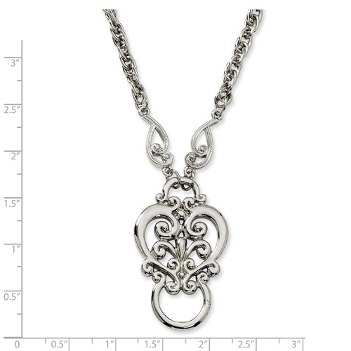 Silver-tone Fancy Scroll Eyeglass Holder Necklace BF588 | Joy Jewelers
