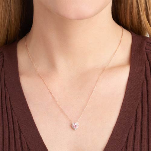 Pink Sapphire Heart Necklace 18KGP 925 Sterling Silver 