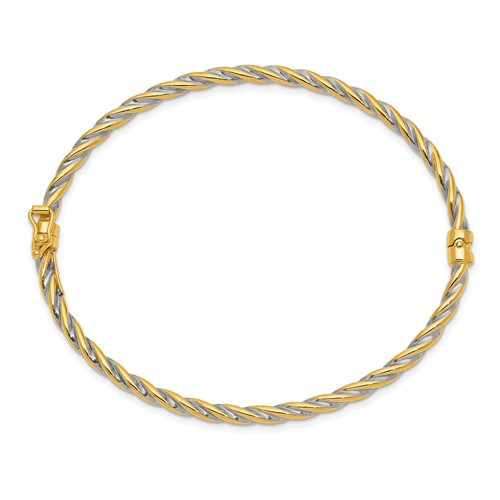 Hinged Twisted Rope Polished Bangle Bracelet 14k Yellow Gold