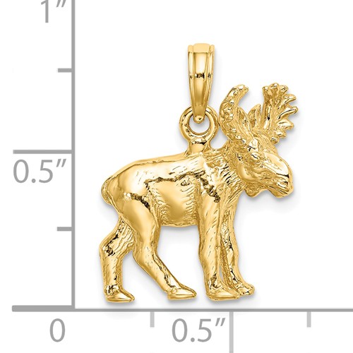 14k Yellow Gold 3-D Moose Pendant with Textured Finish K6606