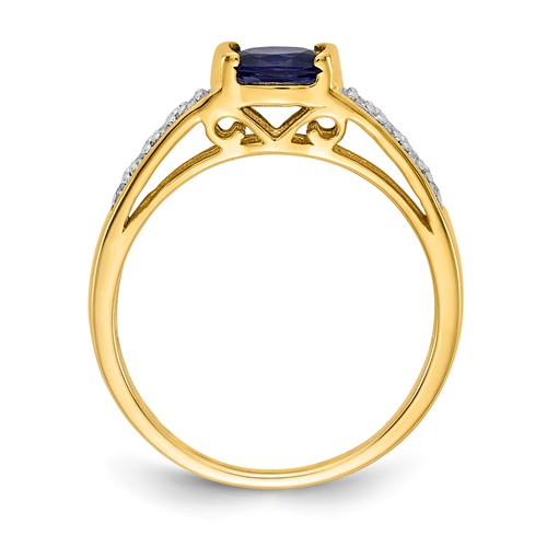14k Yellow Gold Sideways .66 ct Oval Sapphire Ring with Diamonds RM5769 ...