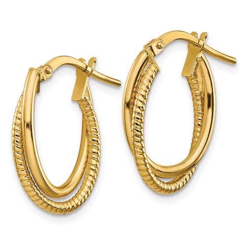 14kt Yellow Gold Double Twisted Rope Hoop Earrings 3/4in TF1103