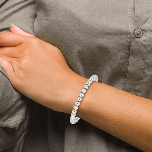 Glacier Adult Bracelet (6mm Beads) 6.5 Inches / Sterling Silver