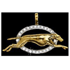 14k Yellow Gold Greyhound Pendant with Diamond Pavé Frame