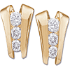 14k Yellow Gold 1.2 ct tw Diamond Three Stone Ladder Earrings