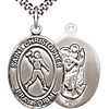 Sterling Silver 1in St Christopher Football Player Medal & 24in Chain