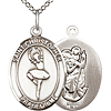 Sterling Silver 3/4in St Christopher Dancer Medal & 18in Chain