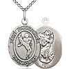 Sterling Silver 3/4in St Christopher and Martial Arts Medal & 18in Chain