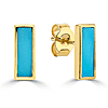 14k Yellow Gold 1 ct tw Turquoise Bar Earrings