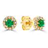 18k Yellow Gold 0.22 ct tw Emerald Halo Stud Earrings With Diamonds