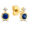 14k Yellow Gold 0.60 ct tw Blue Sapphire Stud Earrings With Diamond Accents