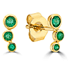 14k Yellow Gold 3-Stone Cascade Bezel Emerald Earrings