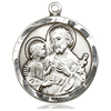 Sterling Silver Round St Joseph Medal 3/4in