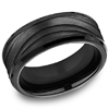 Black Titanium 8mm Wedding Band with Deep Wave Texture