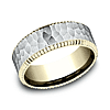 14kt Two-tone Gold The Anderson Hammered Wedding Band with Coin Beveled Edge 8mm