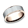 14k Rose and White Gold The General Wedding Band with Coin Beveled Edge 8mm