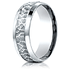 Platinum 7.5mm Beveled Wedding Band with Hammered Center