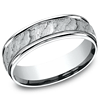 14kt White Gold Lava Rock Texture Wedding Band Rounded Edges 6.5mm