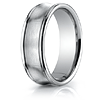 Platinum 7.5mm Concave Wedding Band with Rounded Edges